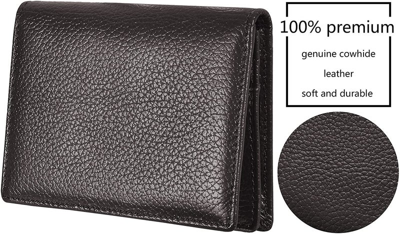 Outrip Genuine Leather Business Card Holder Name Card Case Credit Card Wallet with ID Window RFID Blocking (Coffee) - Image 4